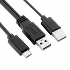 USB 3.0 Male USB 2.0 Dual Power Data Y to USB-C Type-C Cord for Laptop