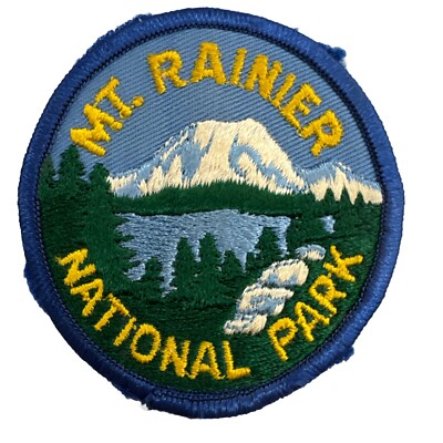 Vintage Mt. Mount Rainier National Park Washington Blue Green Embroidered Patch