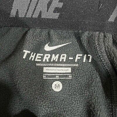 Nike Therma-Fit Pants Mens M Black Swoosh Drawstring Fleece Nike Therma-Fit Pants Mens M Black Swoosh Drawstring Fleece