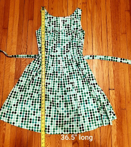 Calvin Klein Sleeveless Green Polka Dot Fit And Flare Dress Size 4 - Picture 4 of 9