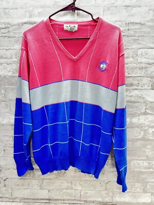 Vtg La Mode Women's L Golf Knit Sweater Cashmerlon Mono