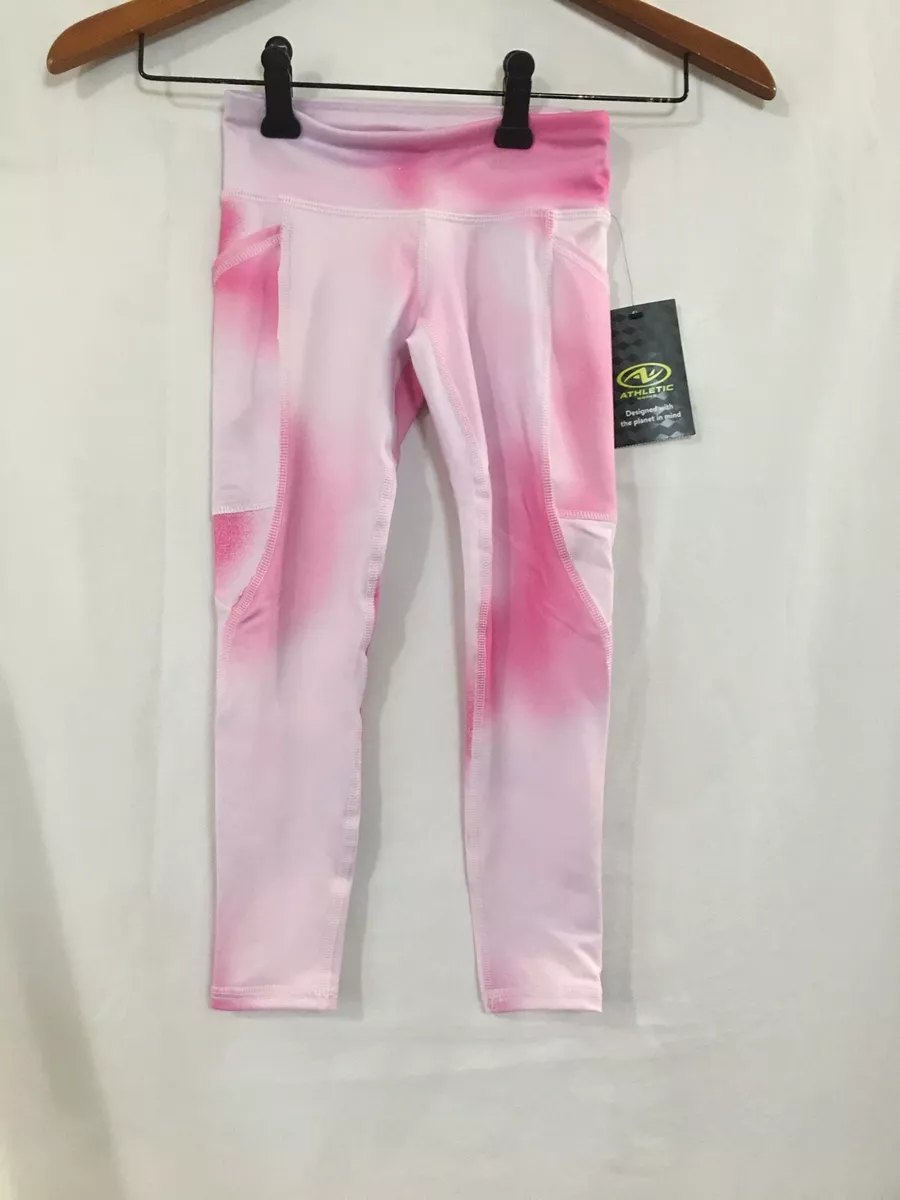 NWT Athletic Works Active Leggings Space dye pink Girls Pockets XS, XXL