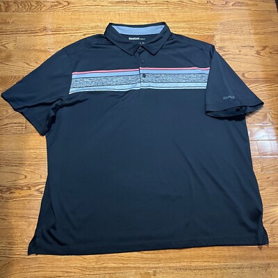 Reebok Golf Polo Shirt Mens 3XL XXXL Striped Golfer Casual Short
