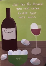Happy Easter, Funny coloring eggs with wine, Greeting Card