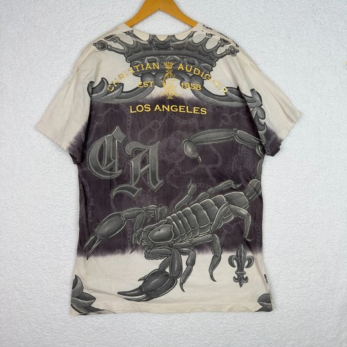 Christian Audigier Men’s 2XL Y2K Tattoo Art Graphic Tee Shirt VTG Ed Hardy Style - Picture 7 of 15
