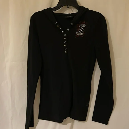 Harley- Davidson Women’s Size Medium Black Long Sleeve Snap Front Cotton Hoodie