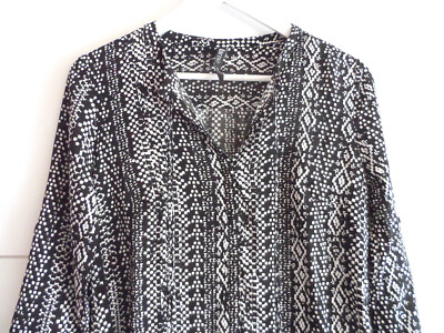 FLAME Bluse mit 3/4 Arm All Over Print Schwarz Weiß M 38 *** NEU ***