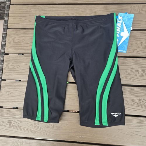 The Finals Mens Black Green Nylon Drawstring Reactor Swim Jammer Size 30 New