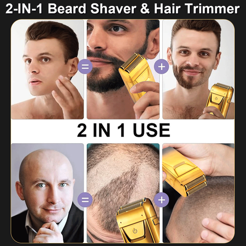 Portable 2-In-1 electric Beard Trimmer Razor USB Cordless Shavers For Men Razor - Picture 3 of 15