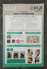 FIJI AIRWAYS Airbus A330-200 Safety Card Instructions - Ver 4.1, November 2018