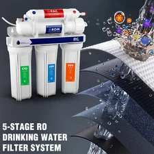 5 Stage Reverse Osmosis Water Filtration System 75 GPD 0.0001μm Purifier RO