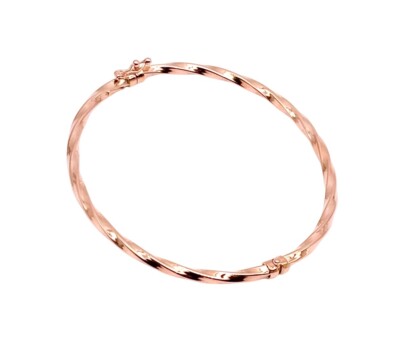 18K Rose Gold Twisted Bangle   Italian Bangle   Handmade Bracelet   Women