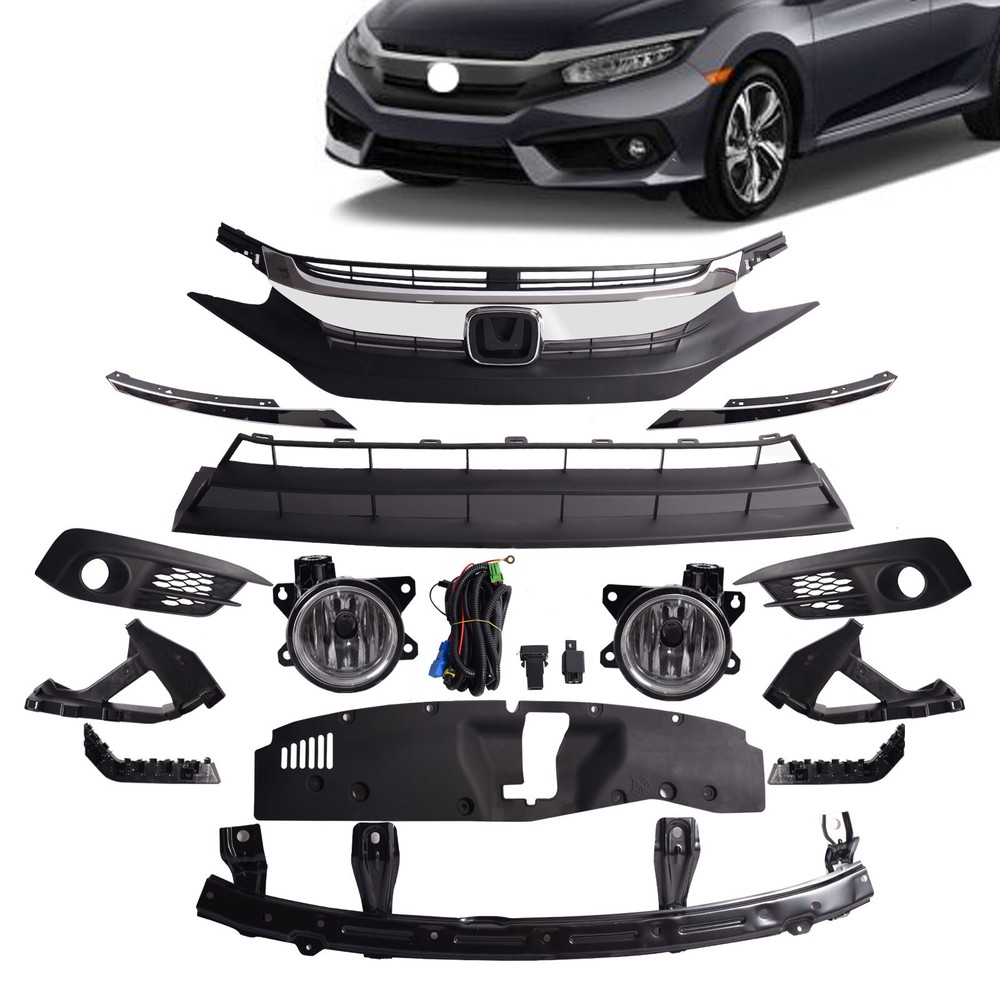 Front Grille/Bracket/Radiator Cover/Foglights For Honda Civic Sedan 2016-2018