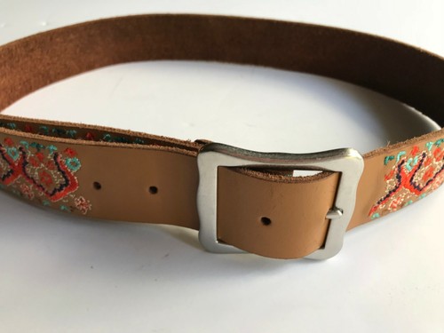 Lucky Brand Leather Tapestry Belt Size 