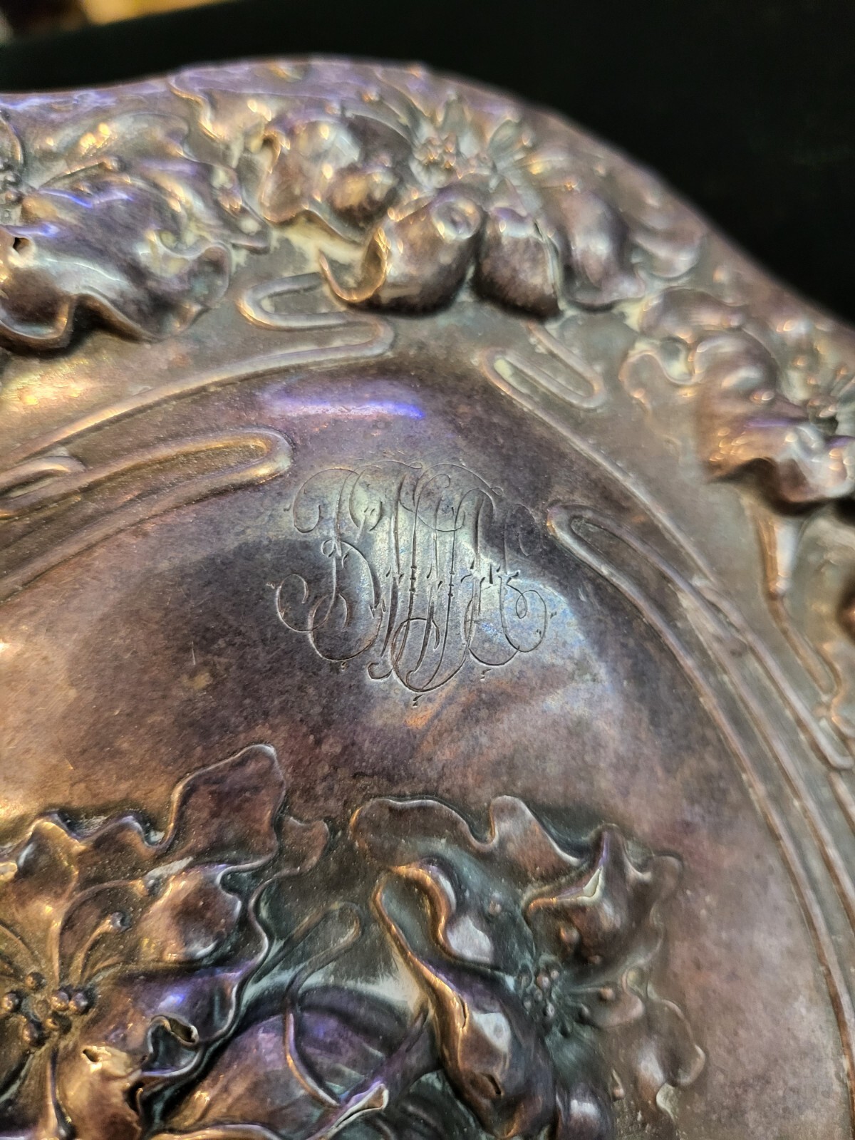 UNGER BROS ART NOUVEAU VICTORIAN STERLING SILVER HAND MIRROR EVANGELINE ...