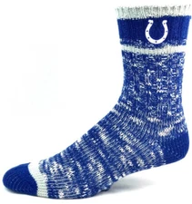 Indianapolis Colts Football Blue and Gray Alpine Knit Sweater Crew Socks 