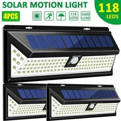 4PCS Litom 118 LED Solar Lamp PIR Motion Sensor Wall Light Waterproof Garden