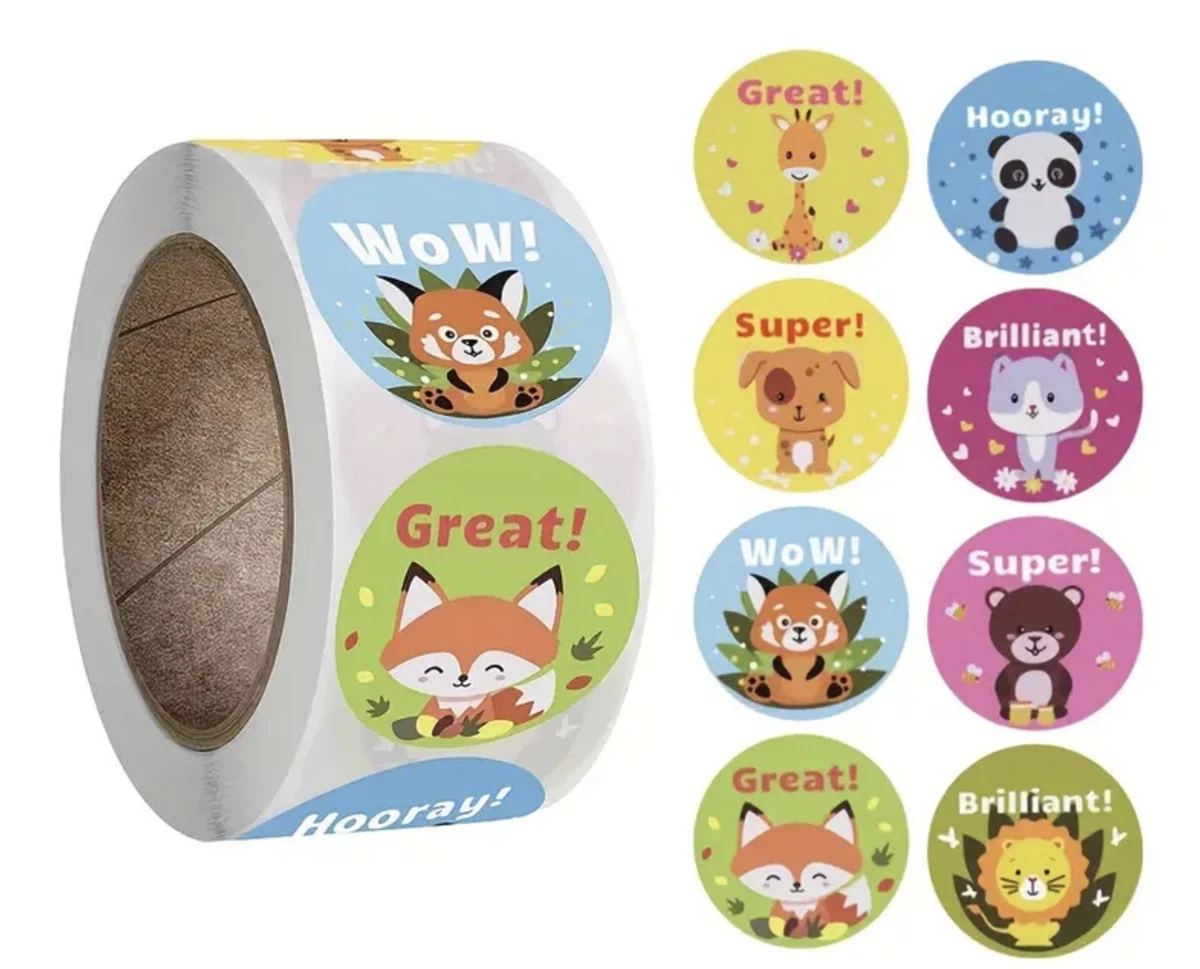 Positive Reward Teacher Merit Stickers 2.5cm 50/100pc Award Kids Party Cartoon