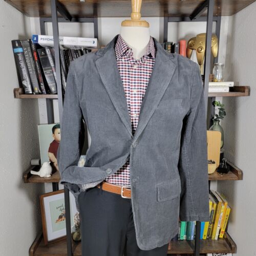 Old Navy Men's Sport Coat Blazer Two Button Gray Corduroy Cotton Size LARGE