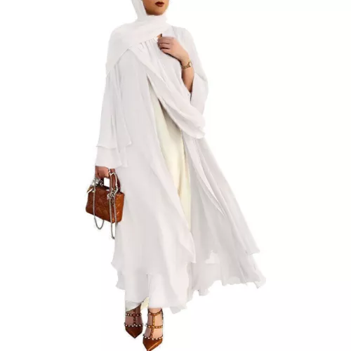 Muslim Style Womens Long Open Cardigan Maxi Chiffon Dress Kimono Abaya Kaftan! - Picture 12 of 37