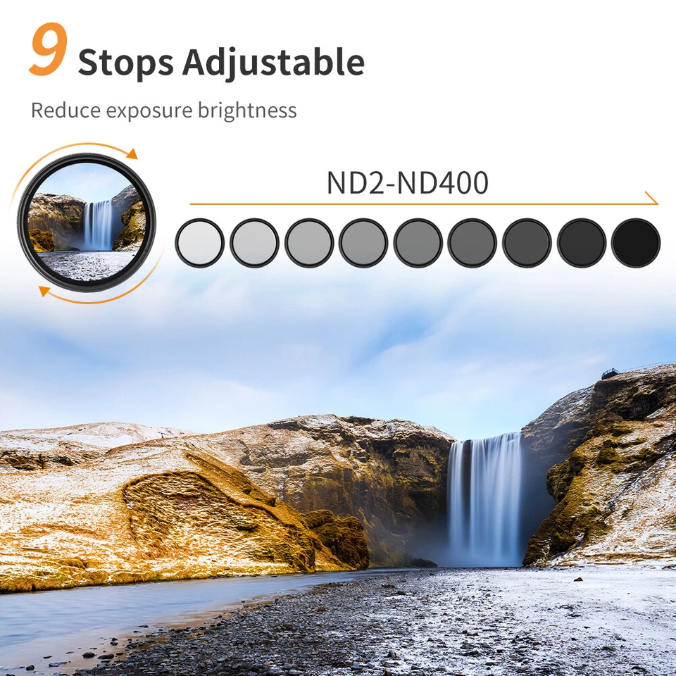 K&F Concept 37-82mm Variable ND2-ND400 ND Lens Filter(1-9 Stops) for Camera Lens - Image 4 of 4