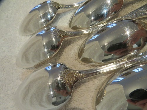 Vintage 2000 French silver-plated 6 soup spoons Christofle Marly 20,6cm - Picture 10 of 10