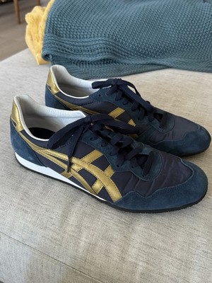 Onitsuka Tiger SERRANO sneakers Navy Blue Suede Gold Tried On NEW NO BOX 10