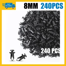 240x 8mm Bumper Clips Retainer Auto Car Plastic Rivets Fastener Fender Push BLAC