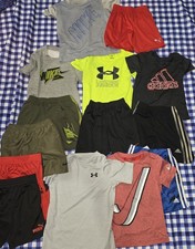 BOYS 14 PIECE LOT SHORTS TEES SHIRT T TEE XS 5 6 7 NIKE UNDER ARMOUR ADIDAS PUMA
