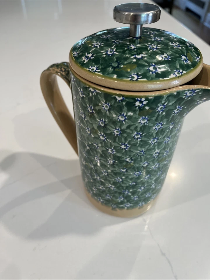 Cafeteira Nicholas Mosse pintada à mão imprensa francesa com padrão floral - Imagem 3 de 4
