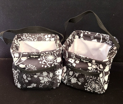 Set 2 Thirty One Littles Carry All Caddy Black Floral Brushstrokes 31 Small Tote