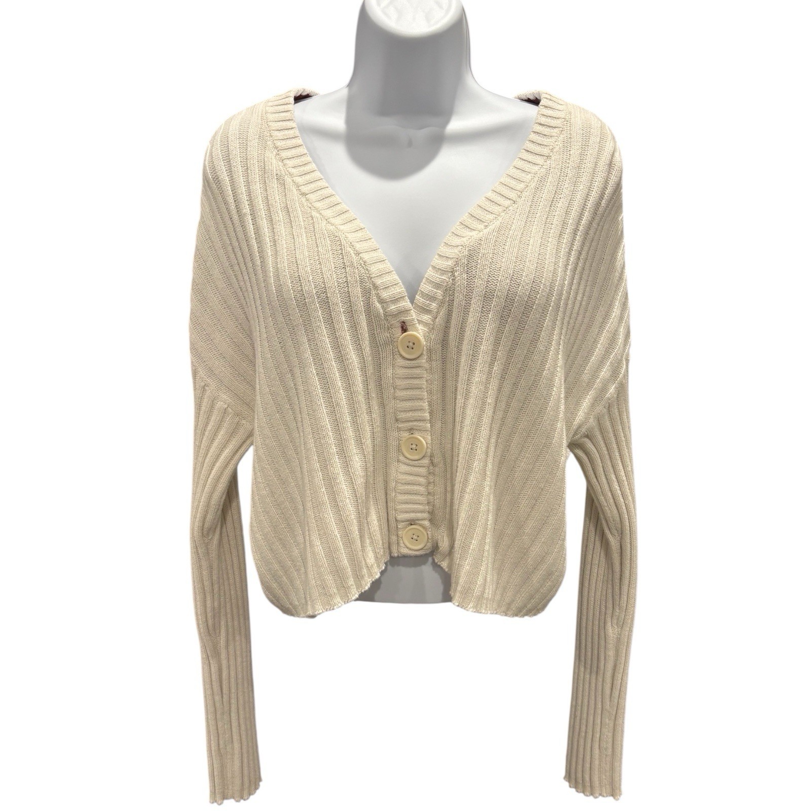 American Eagle Button Front Ribbed Cropped Cardig… - image 1