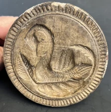 Antique Hand Carved Swan Butter Mold w/Handle