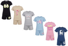 Girls Short Pyjama Set Novelty Cute Animal Prints Sleep Nightwear 9 to 16 Years