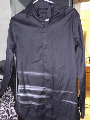 Marc Anthony Slim Fit Button Up Dark Blue Grey Dress Shirt Men's Size Medium