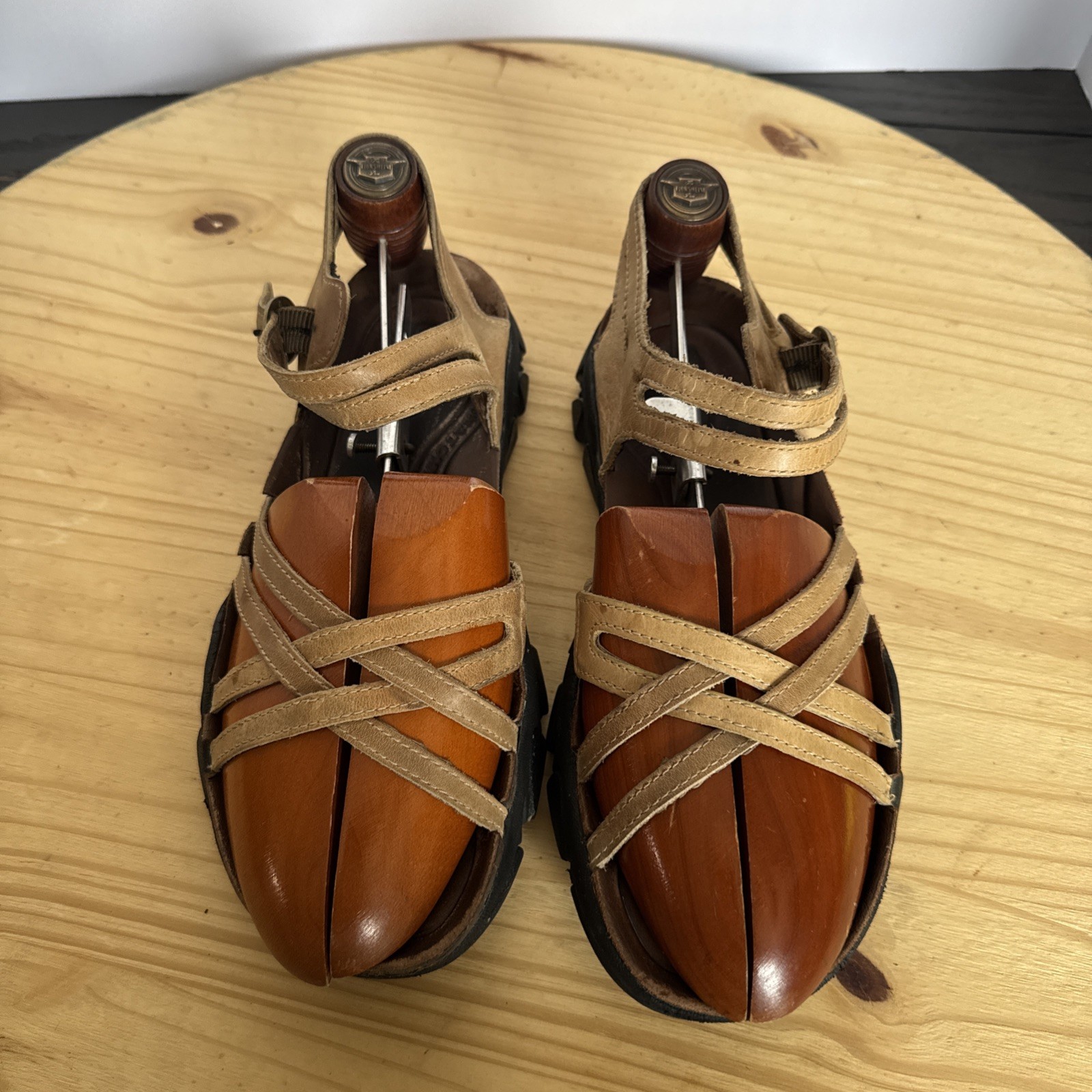 Sandali Keen Naples pelle donna taglia 8 escursionismo cinturino marrone punta aperta fibbia