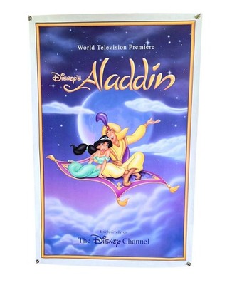 Vntg Disney Channel Aladdin Movie World Television Premiere Promotional Poster