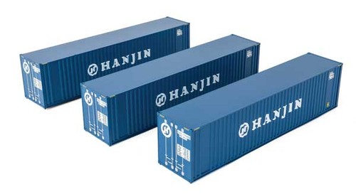 Walthers SceneMaster 949-18201 HO 3-Pack Contenedor Plano 40' Hanjin | Zustand: Nuevo
