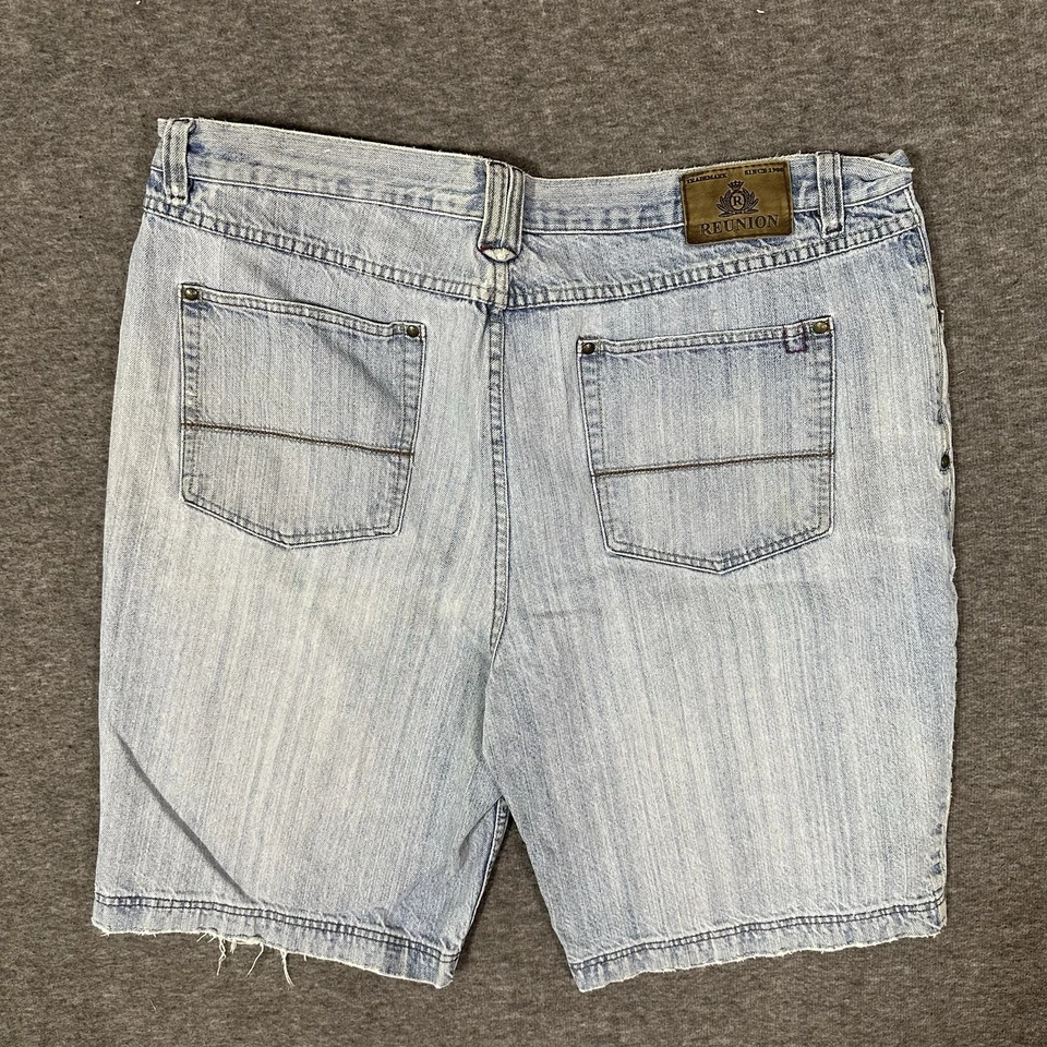 Reunion Jean Shorts Men’s Size 42 Denim Blue Light Wash Vintage Y2K Baggy Skater - Image 3 of 4