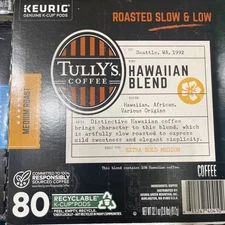 Tully's Coffee, French Roast, Keurig K-Cup Pods, Dark Roast, 80 Count