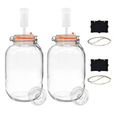 2 Pack Fermentation Jars with Weights  Airlocks, 1 Gallon Wide Mouth Kimchi ...