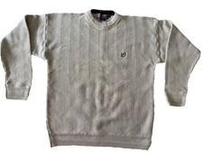 Vintage Chaps Ralph Lauren Cable Knit Sweater Men's Large Ivory 100 Cotton Y2K