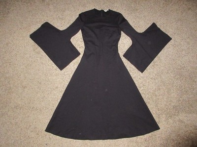 NWT ROSETTA GETTY BLACK FIT FLARE LONG BELL SLEEVE DRESS SZ XS JERSEY KNIT