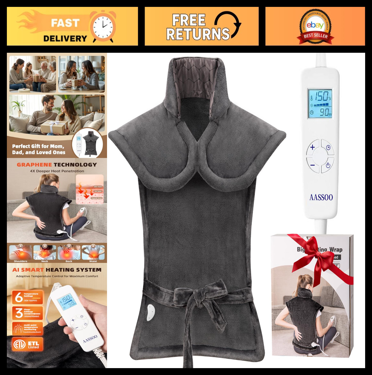 For Neck & Back Pain Relief, Deep Heat Therapy Wrap, Wellne