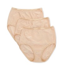 Vanity Fair Illumination Hi Cut Brief Panties 3-Pack Women Size 6 Beige 13310