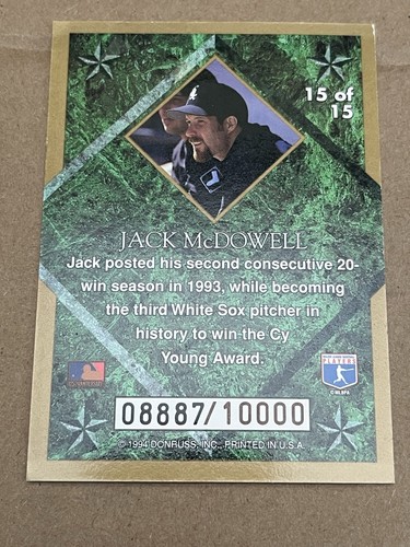 1994 Leaf Gold Stars - Roger McDOWELL WHITE SOX #15 OF 15 SERIAL #08887/10000 - Bild 2 von 2