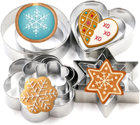 12-Tlg. Edelstahl Weihnachts-Ausstecher Backset | Mit Stern, Kreis, Herz & Blume