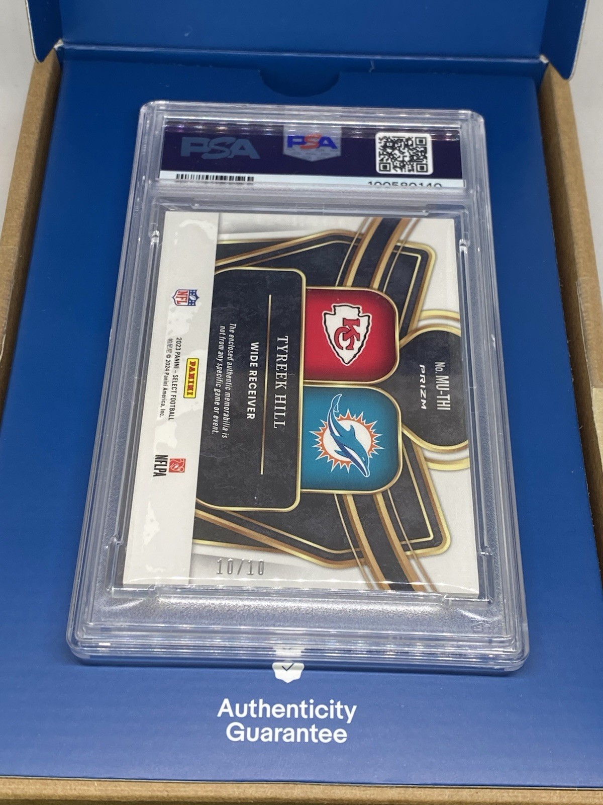 2023 Tyreek Hill Multiverse Dual Patch GOLD PRIZM #10/10 JSY# PSA 8 CHEETAH view 7