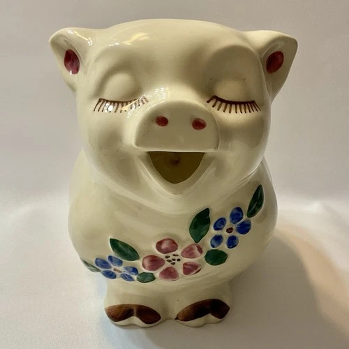 Vintage 1950's Shawnee Pottery USA Smiley the Smiling Pig Pitcher 2.5 Qt. 8"