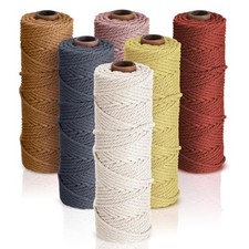 6 Rolls Macrame Cord 3mm x 328 Yards Cotton Rope Colored Yarn Twine Soft Colors